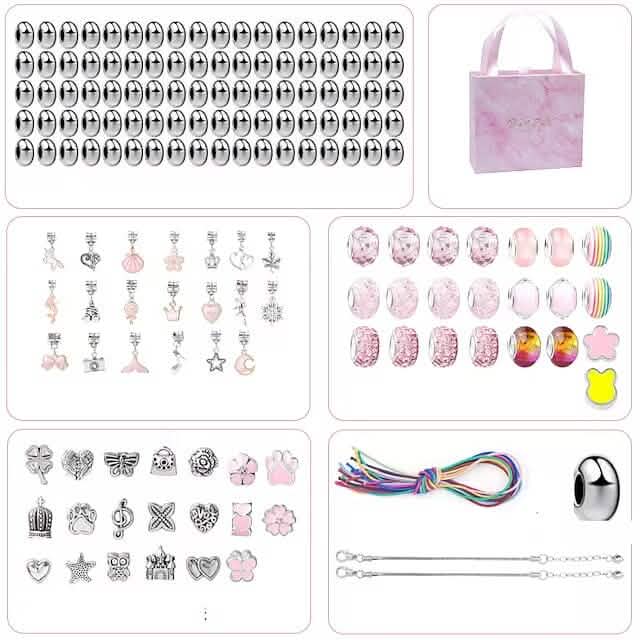 165-Piece: Gorgeous Color Beads DIY Handmade Children's Bracelet Set Toys & Games Pink - DailySale