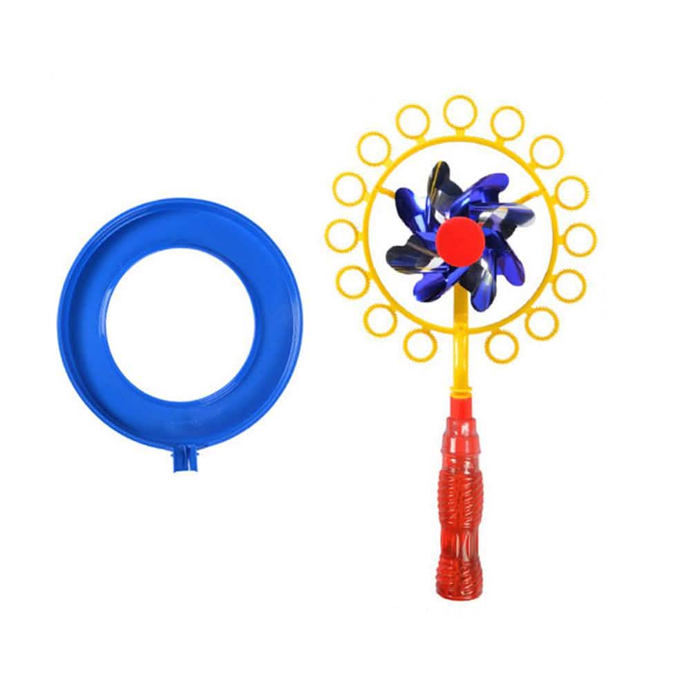 2-Pack: Windmill Bubble Wand, 15.5 Inch Bubble Blower and Pinwheel Spinner