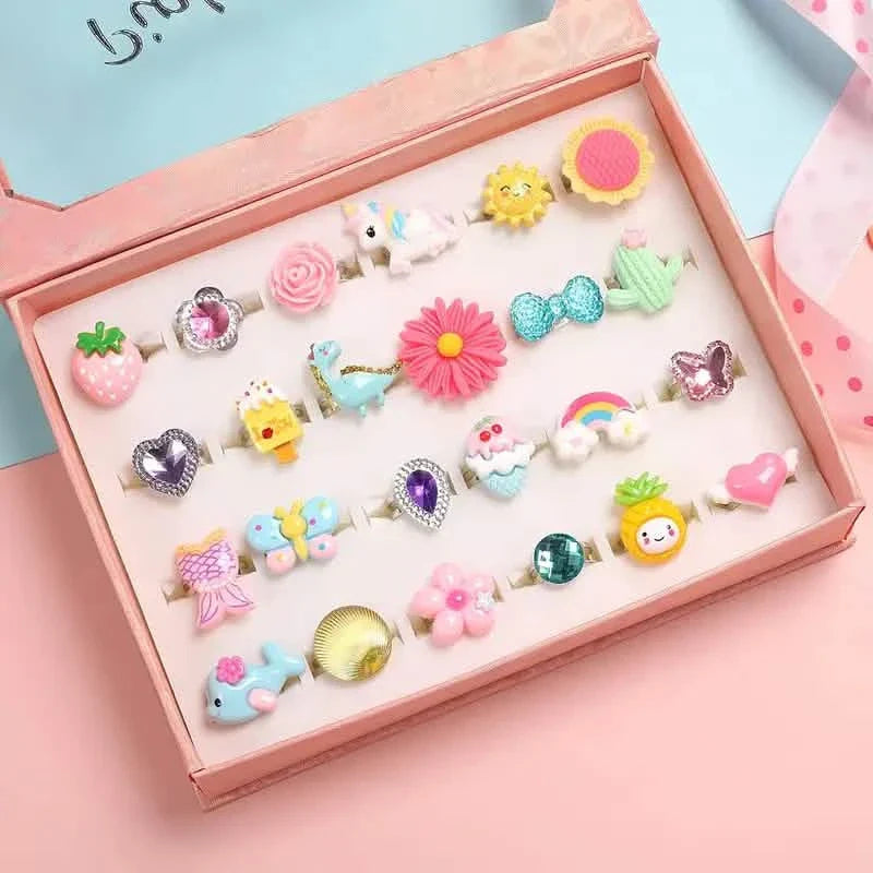 24 Adorable Pink Sheep Little Girl Jewel Rings