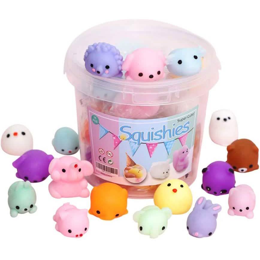 24-Pack: Kids Mochi Squishy Toy with Storage