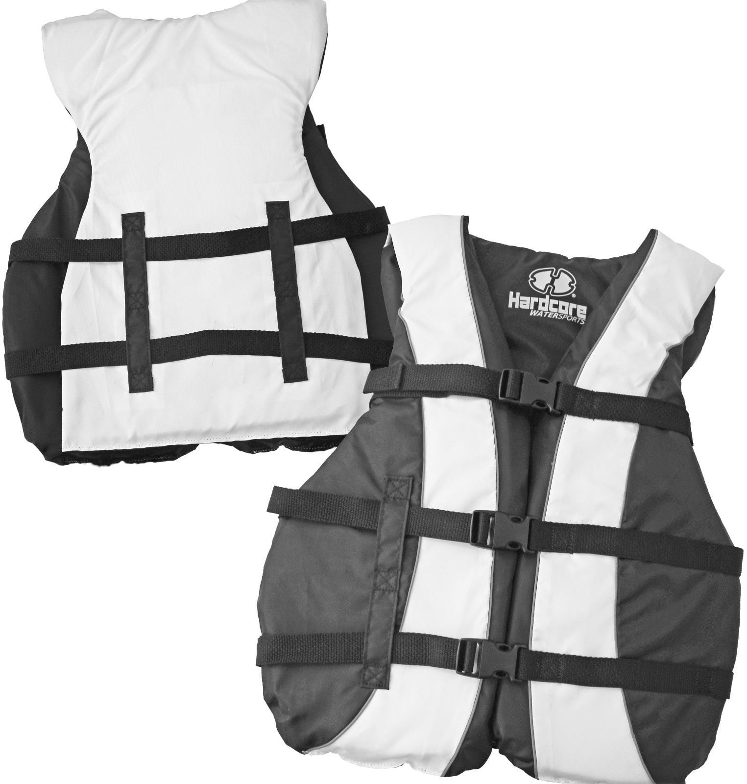 Hardcore Water Sports Hardcore life jacket 4 pack paddle vest for adults; Coast Guard approved Type III PFD life vest flotation device; Jet ski, wakeboard, hardshell kayak lufe jacket; Ideal extra pon