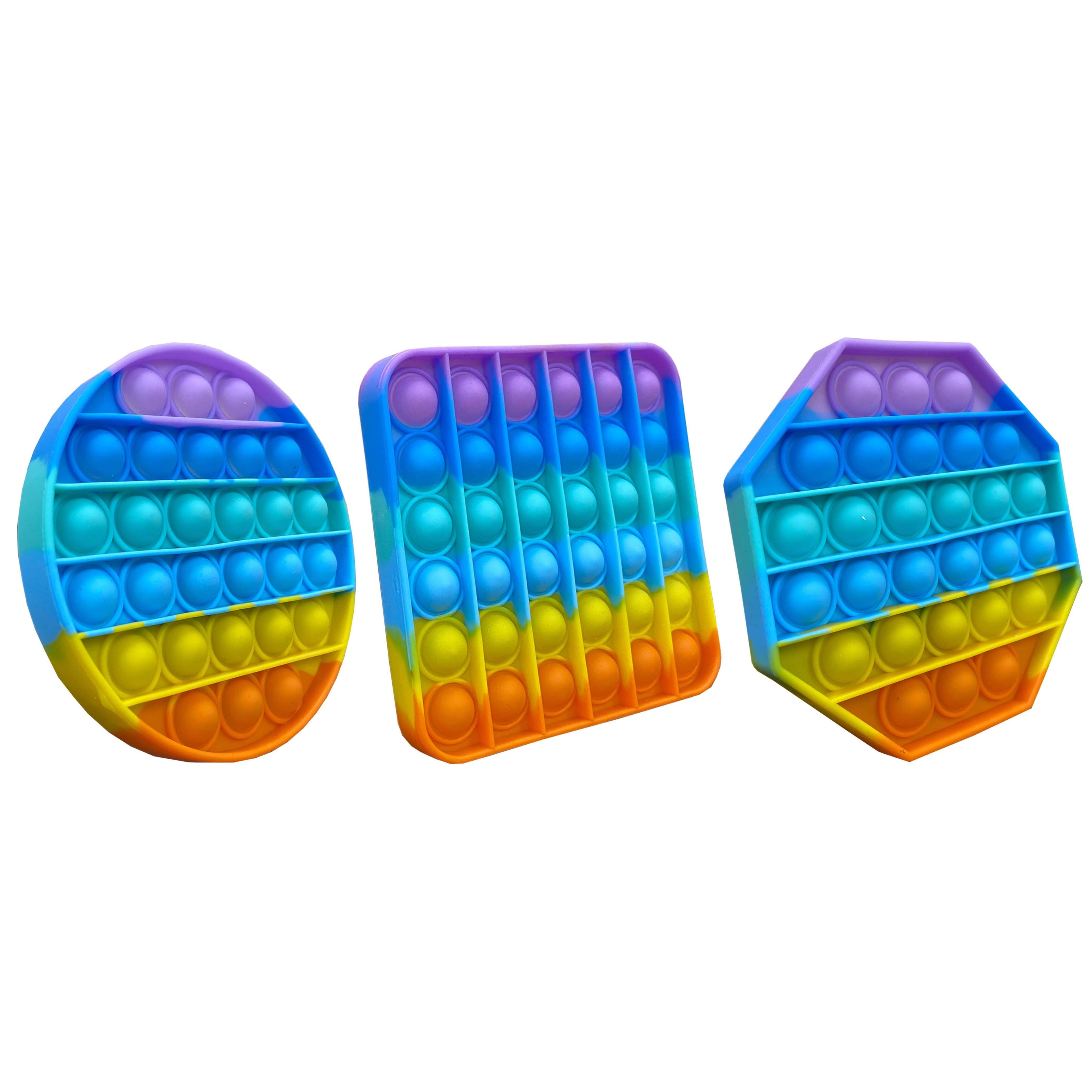 3-Pack: Rainbow Bubble Popper Anti-Stress Fidget Toy