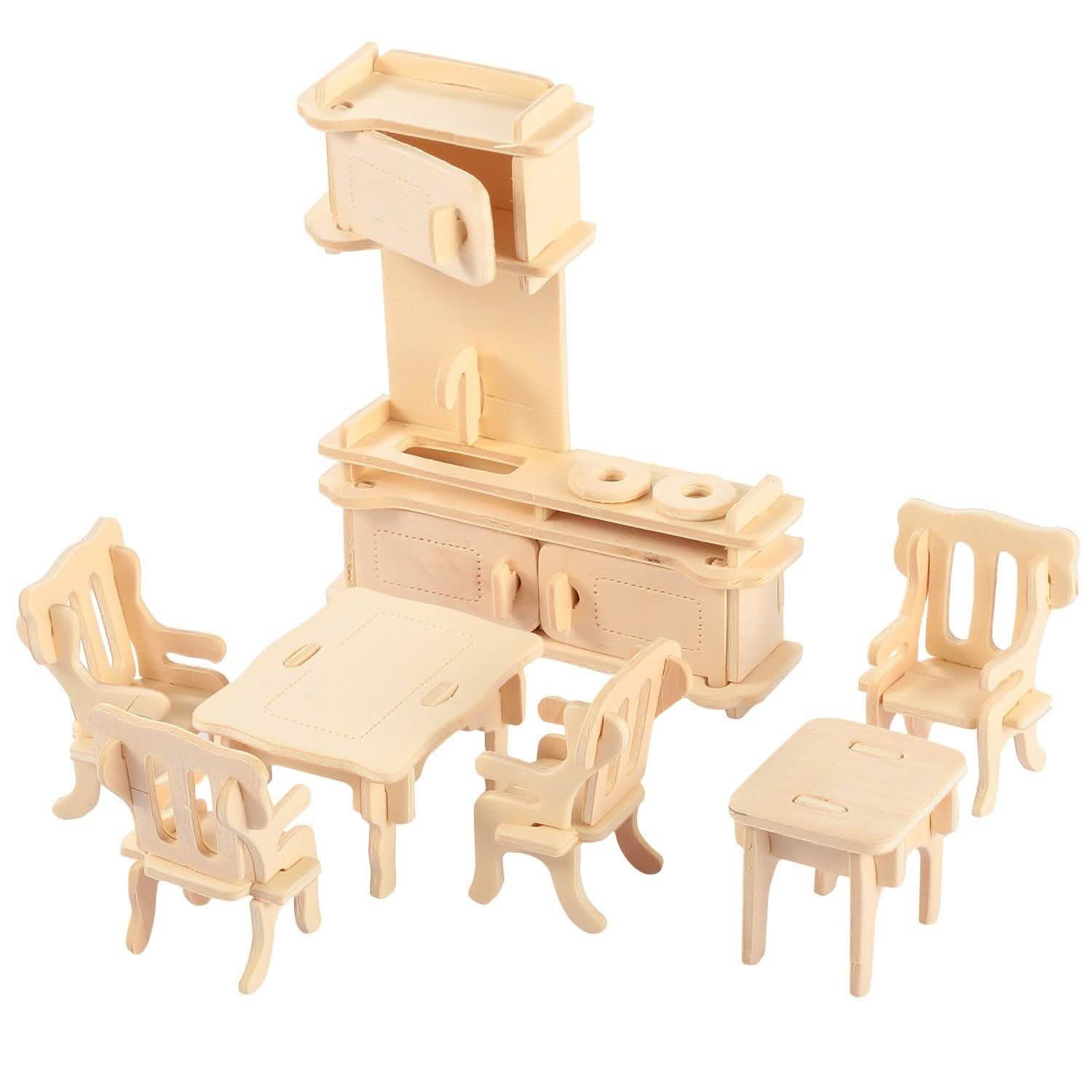 3D Wooden Dollhouse Furniture Puzzles