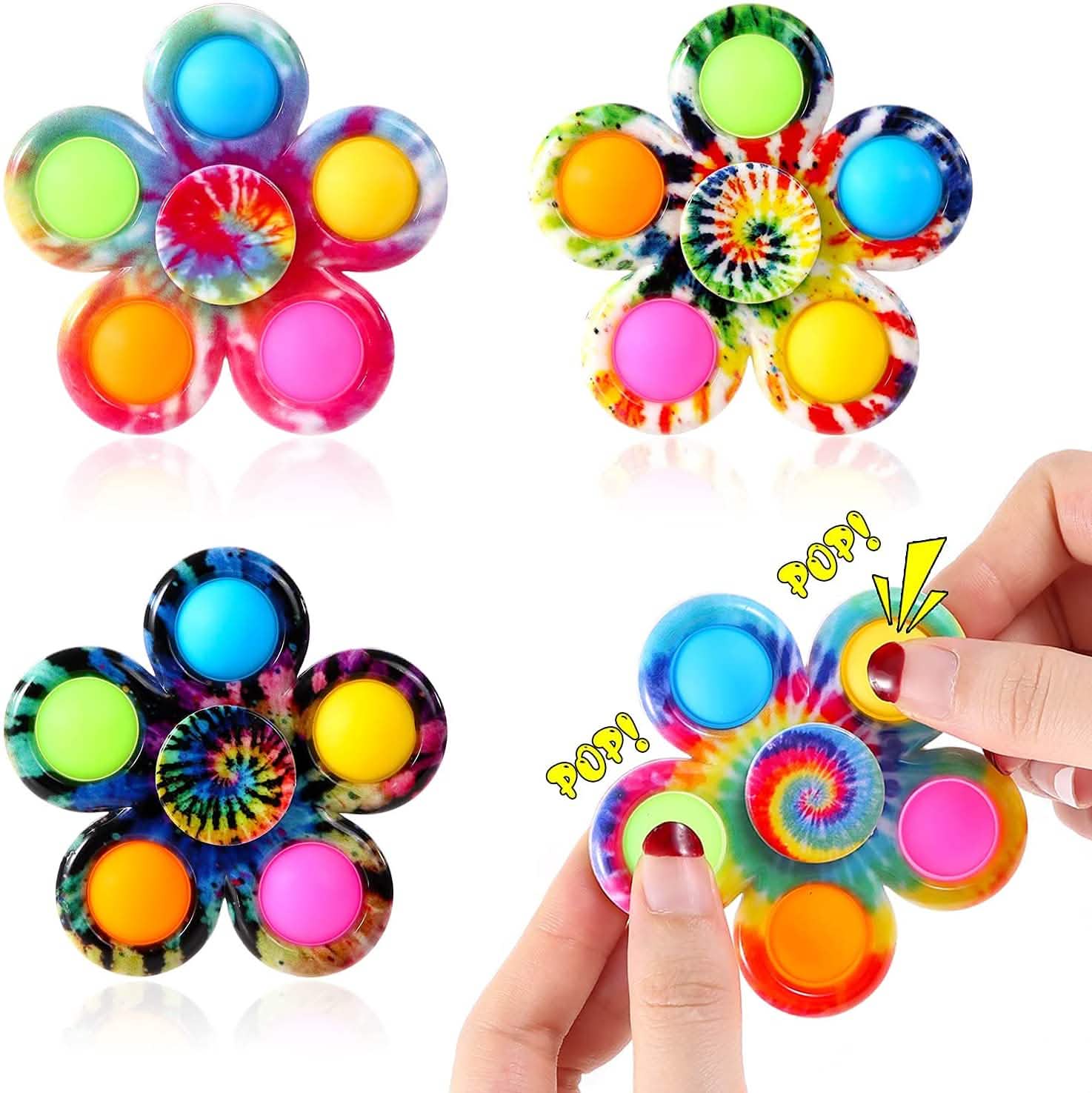 4-Pack: Effacera Pop Fidget Spinner Toys