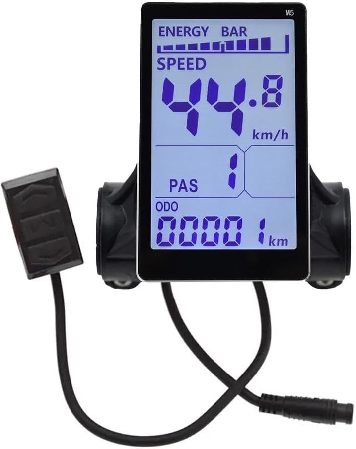 EBike Display, Electric Scooter Bike LCD Display, Waterproof EBike Control Panel, 24V 36V 48V 52V 60V M5 5-Pin EBike Controller Meter LCD Monitor, 31.8mm 22.2mm Handlebar