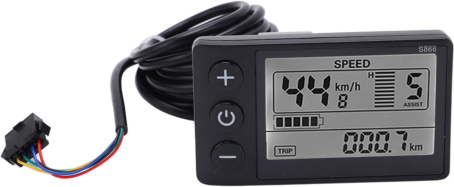 Electric Bicycle LCD Display Meter, 24V 36V 48V Ebike LCD Display Control Panel with SM Plug, Waterproof Electric Bicycle Display Meter Conversion Kit for Electric Scooter, Electric Bike Modification
