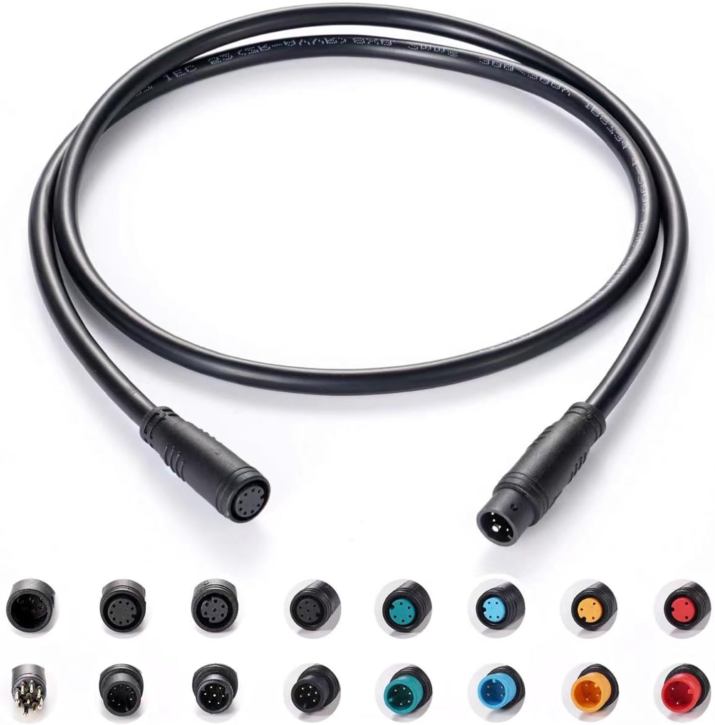 Ebike Extension Cable 2Pin/3Pin/4Pin/5Pin/6Pin/8Pin/9Pin Wire with Waterproof Plug Female to Male Single Connector for DIY Electric Bicycle Display Throttle Brake Light Modification Accessories