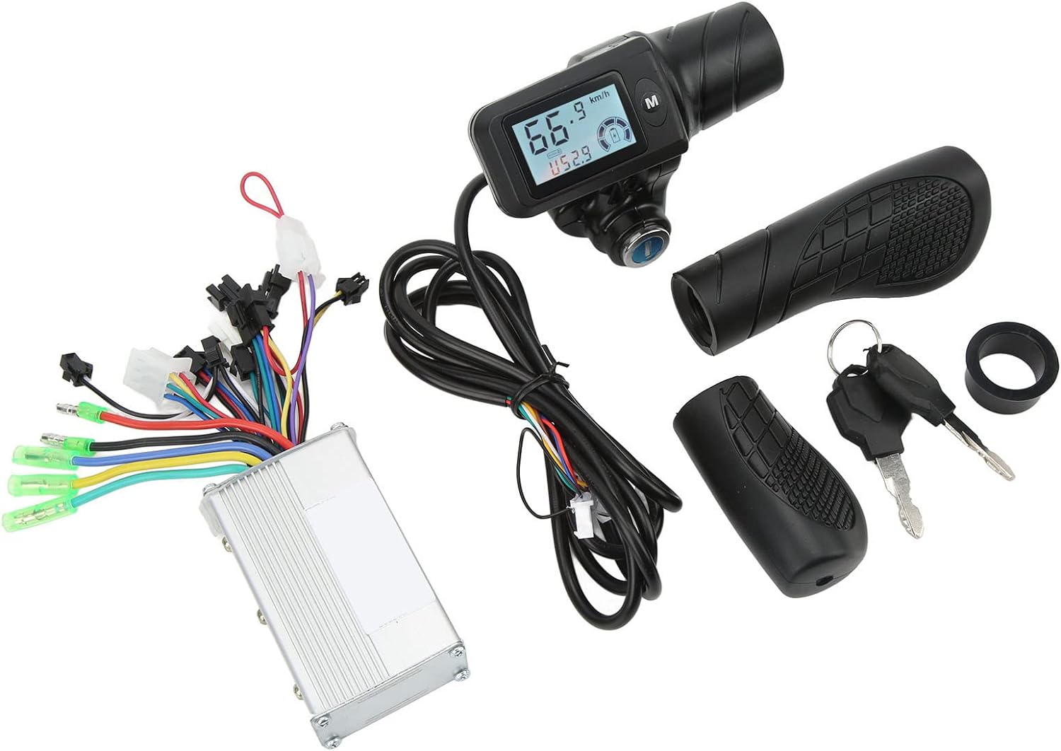 Keenso Electric Bike Scooter Brushless Motor Controller 36V 48V 350W Brushless Motor Controller with 805 LCD Display Throttle Grip