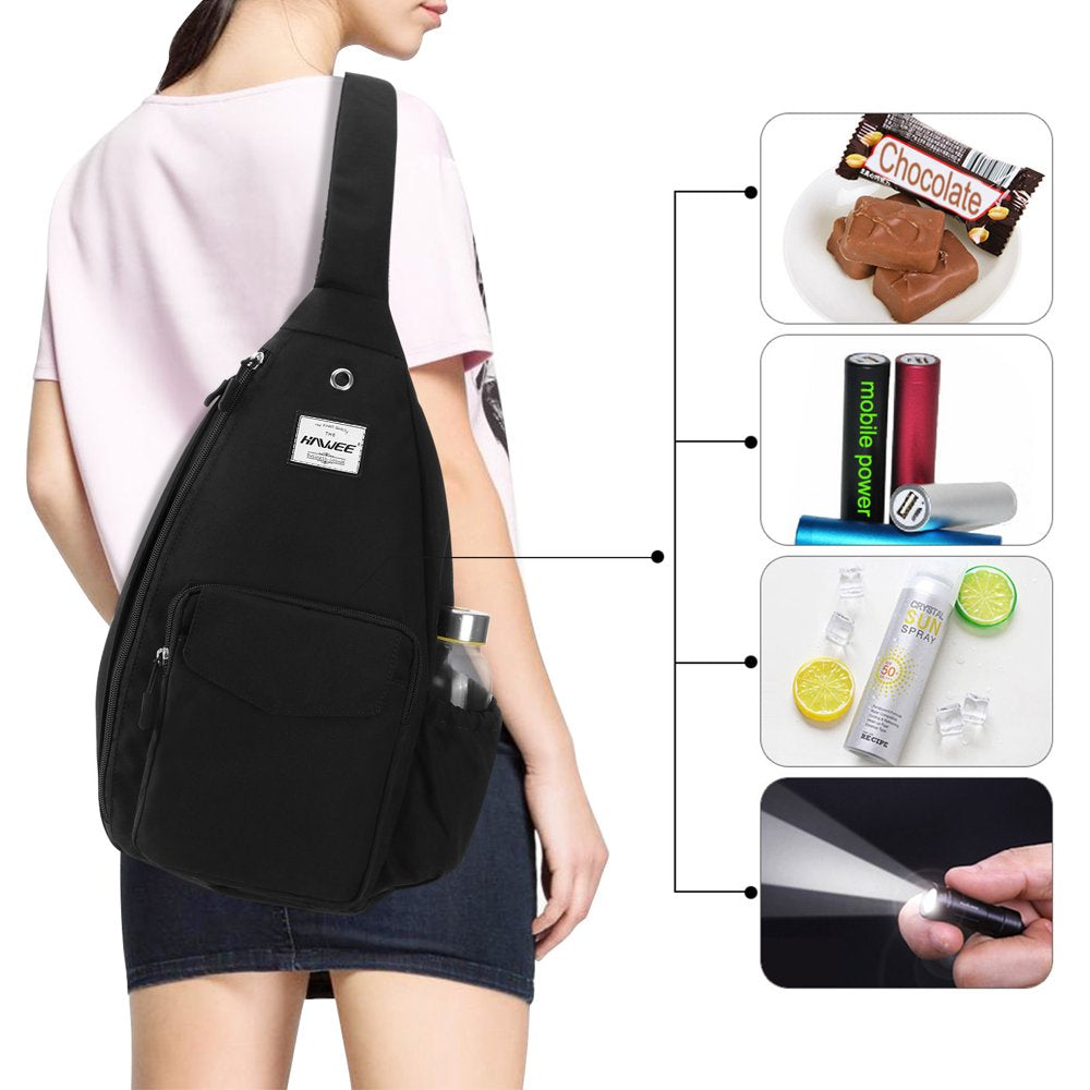 HAWEE Women’S Crossbody Backpack Purse for Travel Sling Bag with Earphone Hole, Black