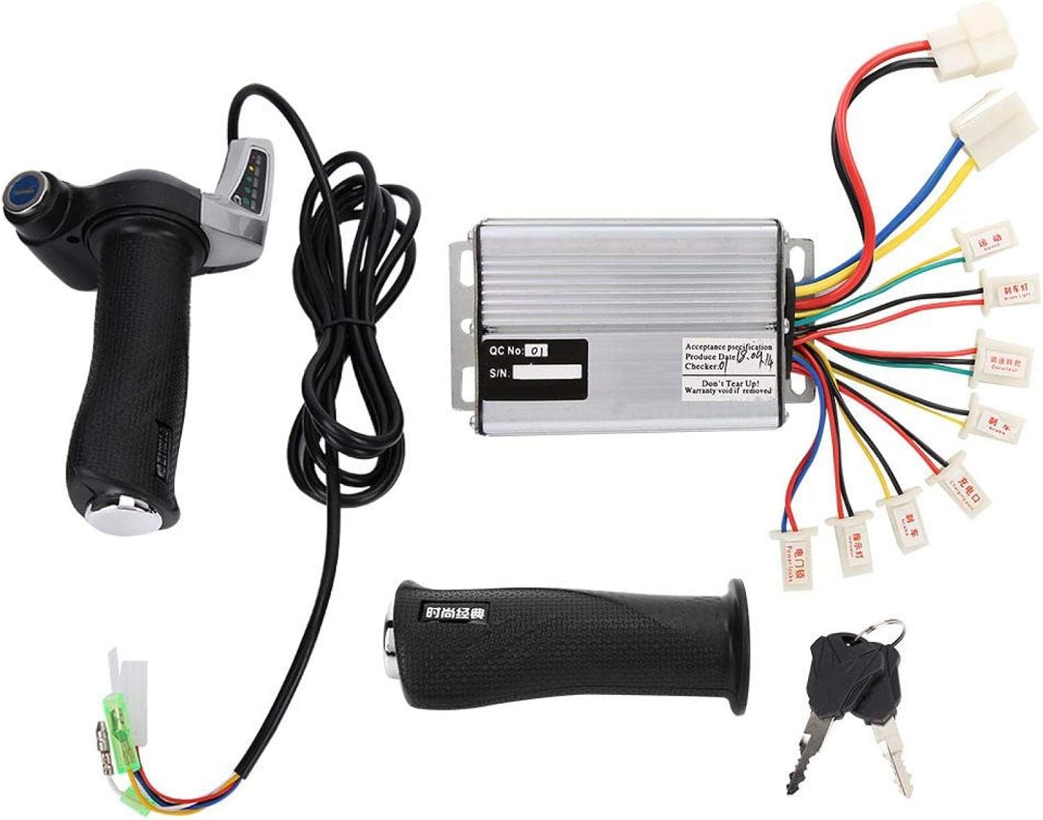 EVTSCAN 1000W Motor Brushed Speed Controller & Battery Display Throttle Twist Grip with Lock for Electrical Scooter E Bike Bicycle Brush Motor