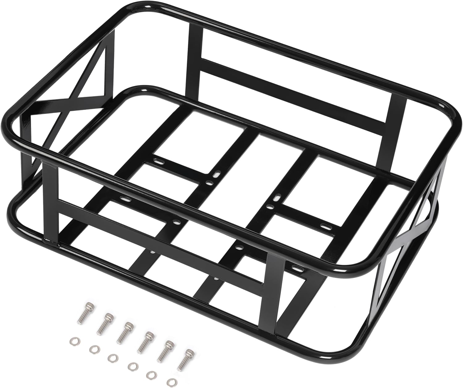 KUAFU Electric Bike Rear Basket Compatible with Mukkpet GM/GL Series & Suburban, Bicycle Cargo Rack, Ebike Storage Basket Mount for Back Under Seat with Large Capacity Steel Powder Coated