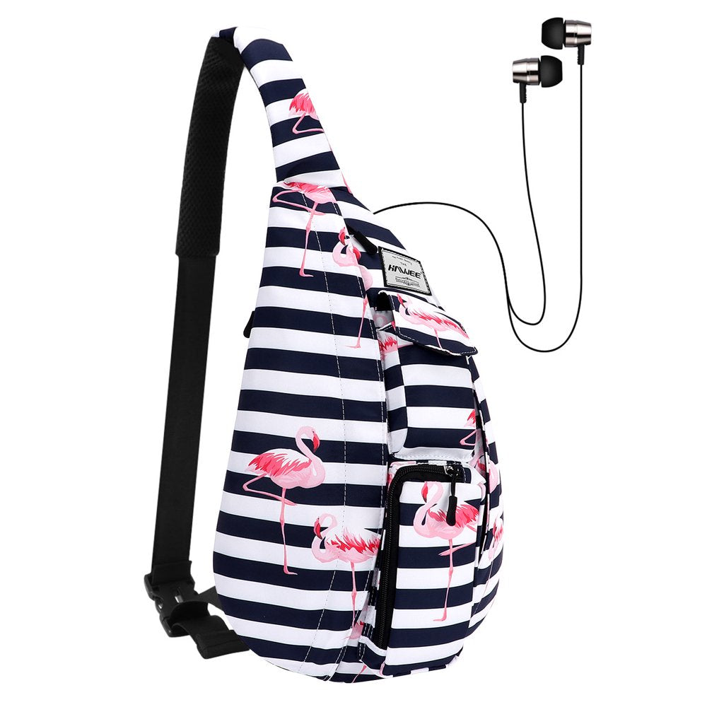 HAWEE Base Camp Bag Hiking Backpack Chest Sling Bag Sports Travel Crossbody Daypack for Women, Light Blue Ripples