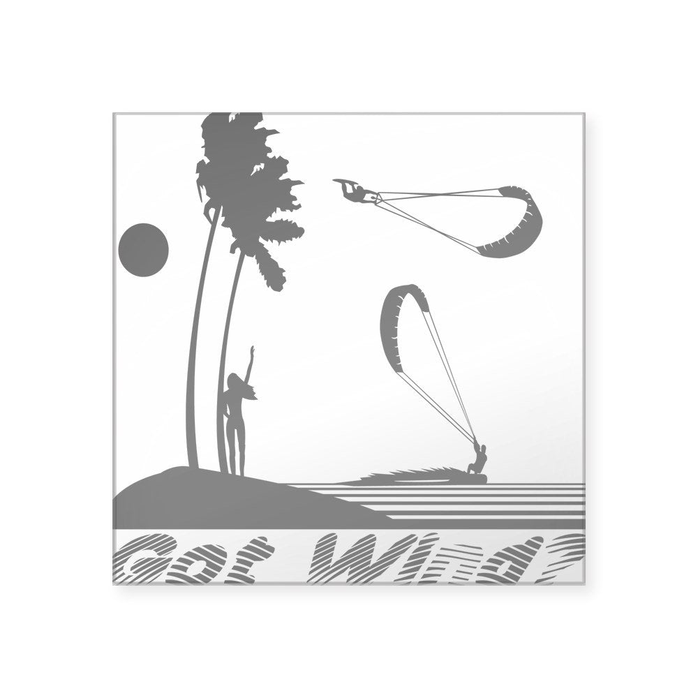 Cafepress - Kiteboarding Kitesurfing Square Sticker - Square Sticker 3" X 3"