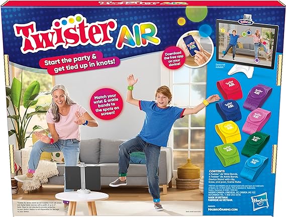 Hasbro Gaming Twister Air Game | AR App Play Game with Wrist and Ankle Bands | Links to Smart Devices | Active Party Games for Kids and Adults | Ages 8+ | for 1+ Players