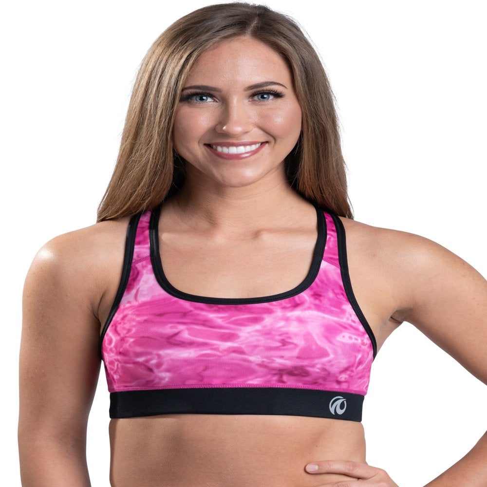 Aqua Design Sports Bras for Women: Workout Racerback Sport Bra Womens Top: Pink Water Size Small