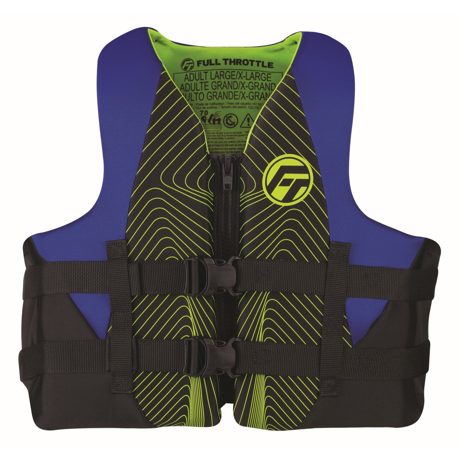 Full Throttle Adult Rapid-Dry Life Jacket L XL Blue
