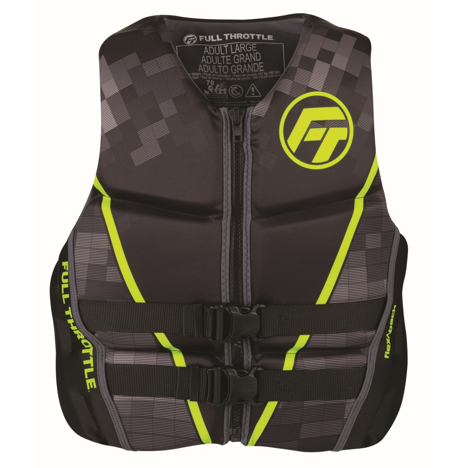 Full Throttle Mens Rapid-Dry Flex-Back Life Jacket L Grn