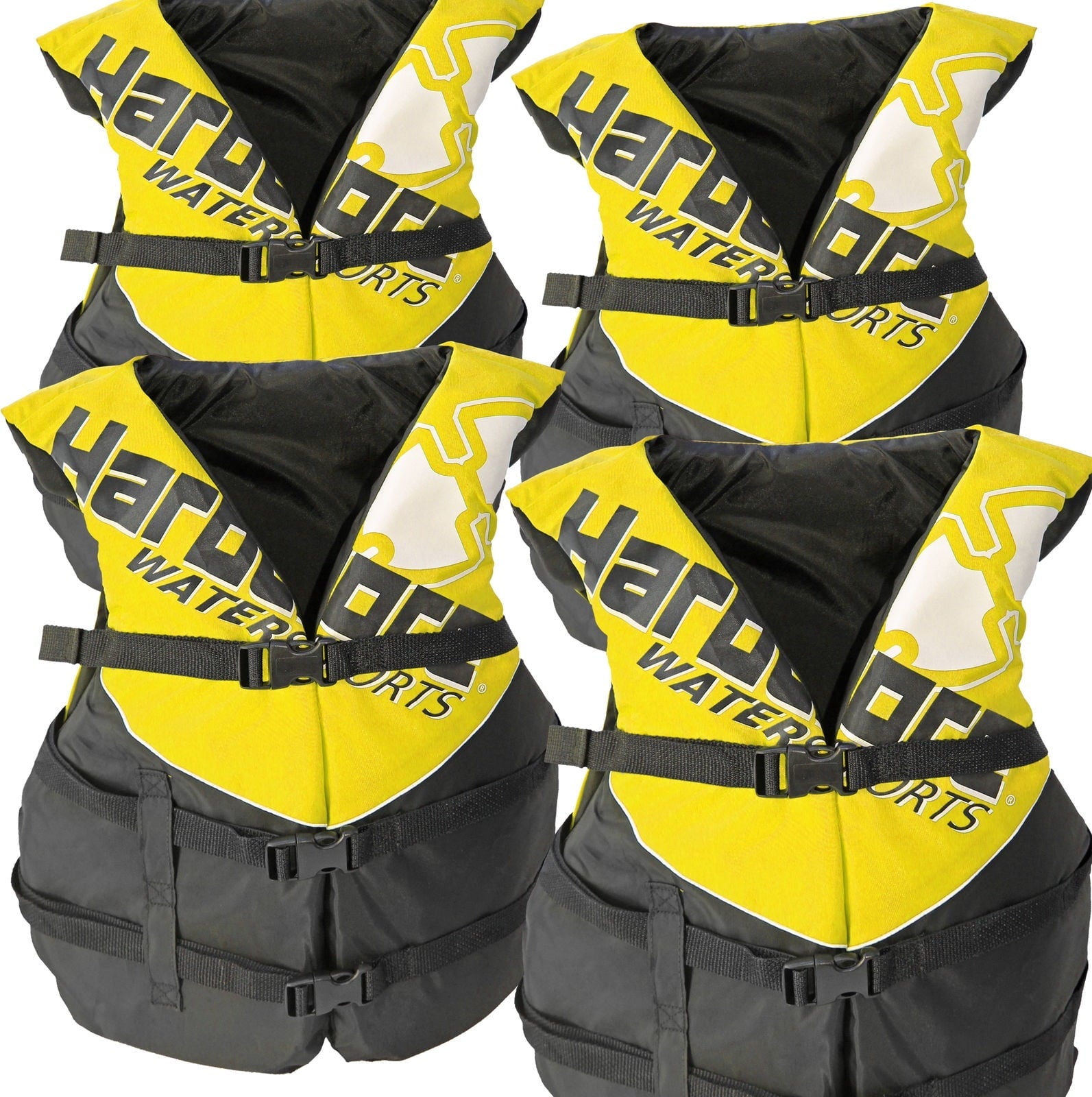 Hardcore Water Sports 4 pack Hardcore Coast Guard type III PFD for adults; life jacket paddle vest for adults; life vest flotation device; Jet ski, wakeboard, hardshell kayak lufe jacket; extra life j