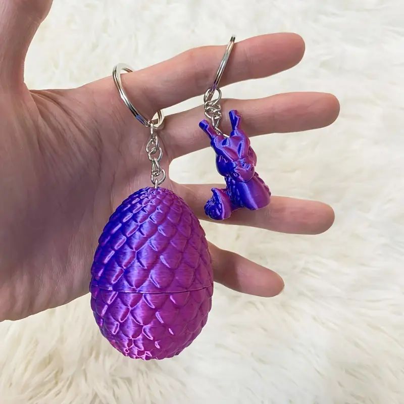 3D Printed Dragon Egg Keychain Cool Colorful Dragon Model Car Keychain