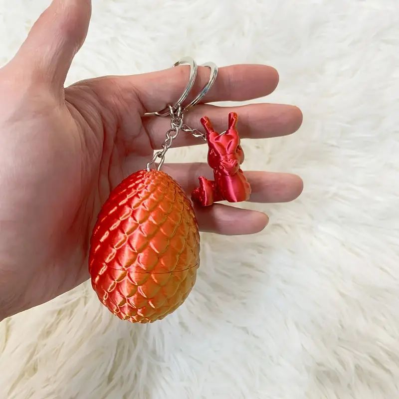 3D Printed Dragon Egg Keychain Cool Colorful Dragon Model Car Keychain