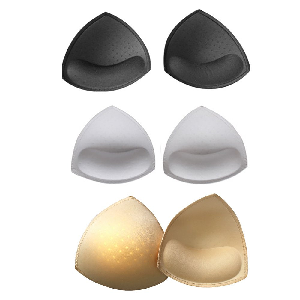 Binduo Bra Pads Inserts - Women Comfy Sport Yoga Bikini Top Bra Padding Insert 3 Pairs (Triangle)