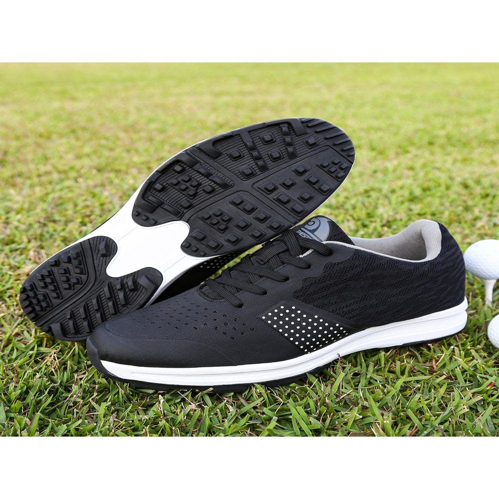 GENILU Men'S Golf Shoes Professional Spikes Golf Sport Sneakers Waterproof Trainers