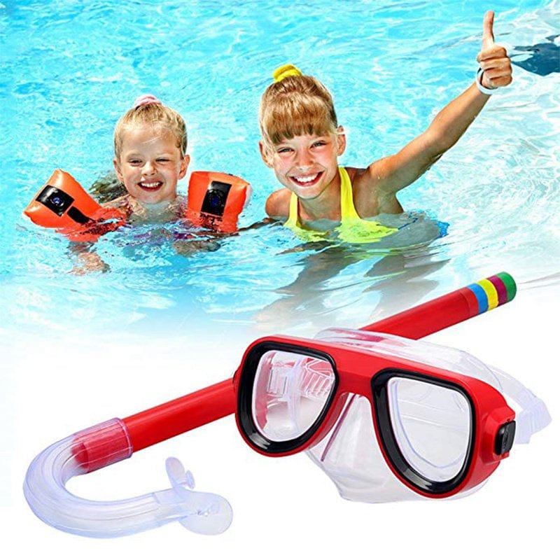Kids Diving Goggle Mask Breathing Tube Shockproof Anti-Fog Swimming Glasses Band Snorkeling Underwater Accessories Set