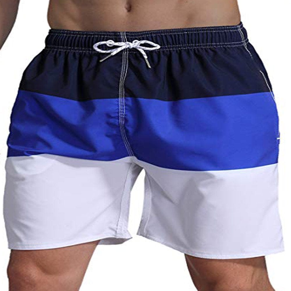 LELINTA Mens Swim Trunks Watershort Swimsuit Board Colorblock Shorts Bathing Suits Elastic Waist Drawstring